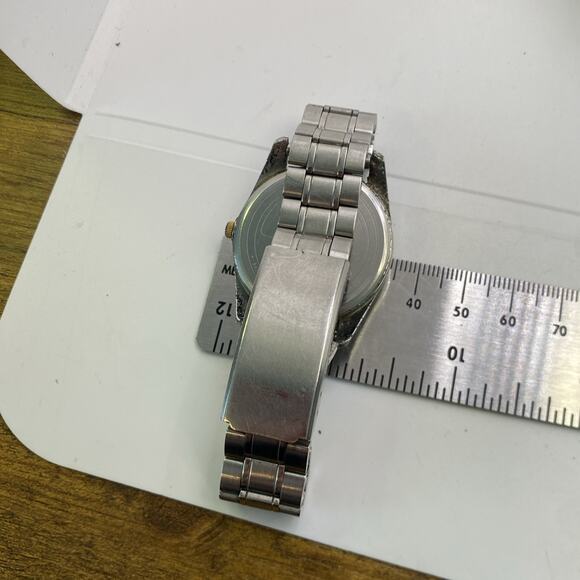 Timex Indiglo Vintage Mens Silver Gold Presidential Watch New Battery main image 5